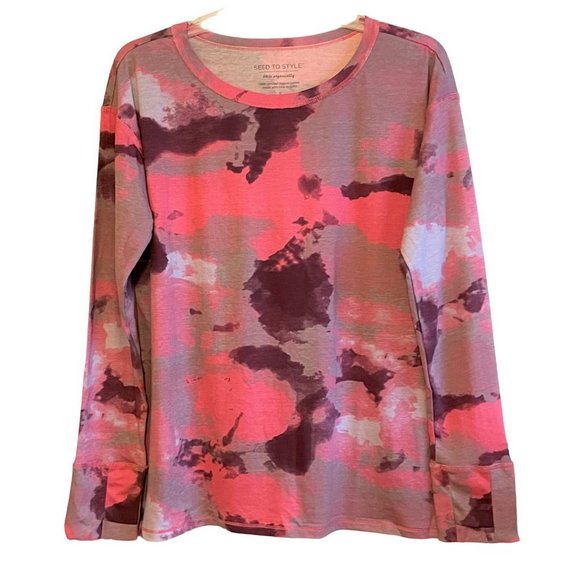 SEED TO STYLE Tops - Seed Style Organic Cotton Watercolor Print Top SMALL (404)